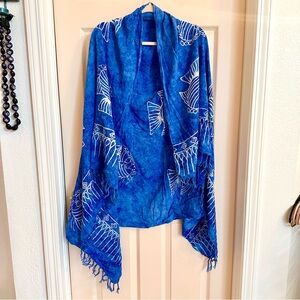 Blue fish print scarf